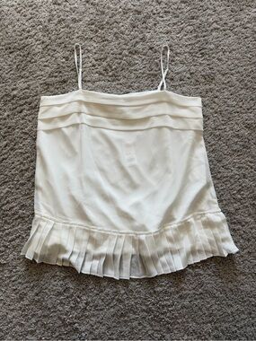 Banana Republic White Pleated-Hem Cami
